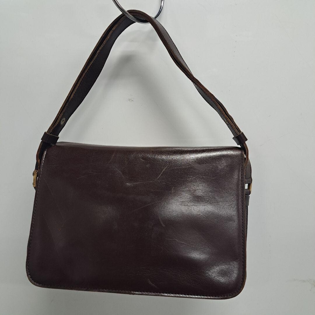 Borsa a tracolla Yves Saint Laurent hardware oro pelle marrone scuro dal Giappone