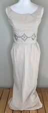 Vintage sleeveless ankle length Beaded dress size 11 In tan i2