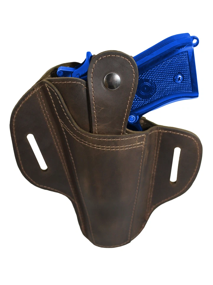 New Barsony Ambidextrous Brown Leather Pancake Holster for Full Size 9mm 40 45  - Image 2 of 4