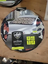 Auto Drive Car Windshield Twist Sun Shade Animal Print Universal Fit 2-pc set