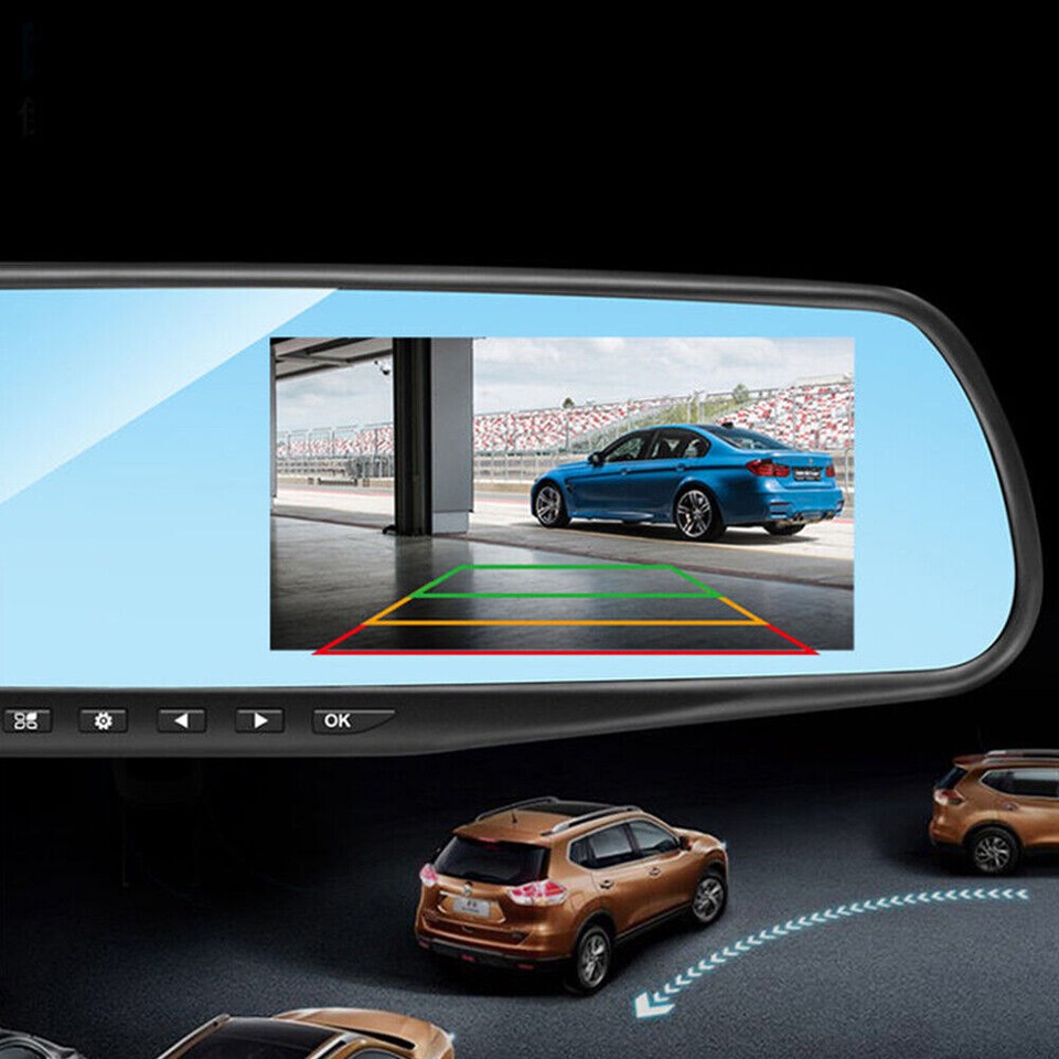 1080P HD Rearview Mirror Car DVR Dual Dash Cam Camera Front Rear Video ...