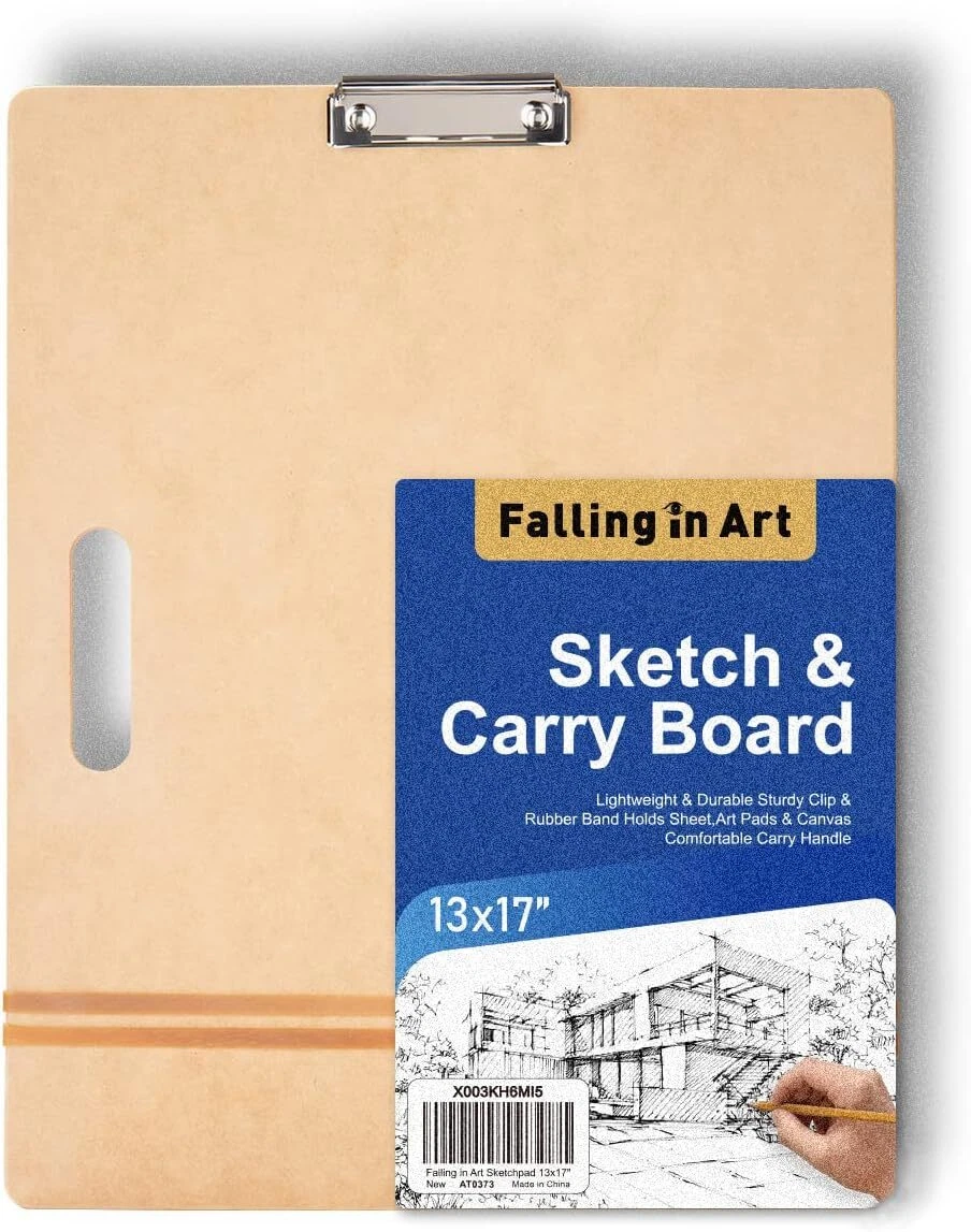Tablero De Dibujo Hohopeti Con Pinza - 48x36 Cm, Madera Color Beige, Ideal Para Bocetos, Pintura Y Transporte