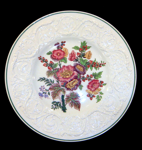 Vintage Wedgwood Patrician Shape Luncheon Plates, Pattern CK5260 with Green Trim - Picture 2 of 19