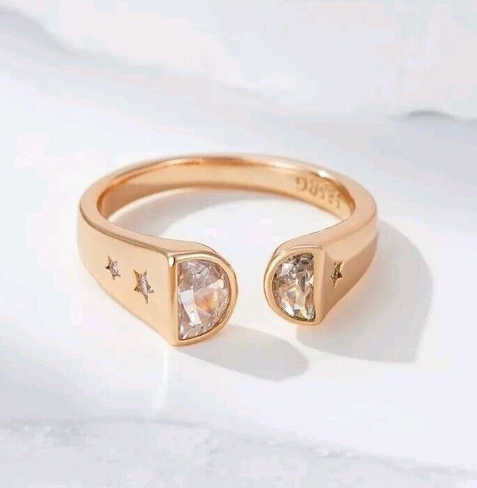 Luxus Ring Größenverstellbar 585er Rolled Roségold Walzgold mit Zirkonia - Bild 4 von 4