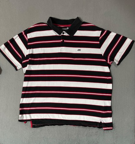T-shirt sportiva Ecko Unltd vintage Y2K a righe polo collo bottoni 2XL - Foto 9 di 12