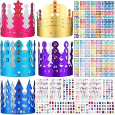 Chinco 76 Pieces Paper Crowns Princess Prince Hats Birthday Party Crowns Craf...