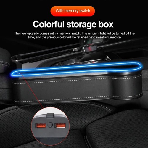 Car Gap Storage Box with RGB USB Car Seat Seam Storage Sandwich Storage Box - Picture 18 of 28