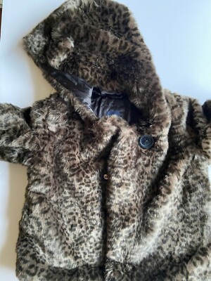 gap leopard faux fur coat
