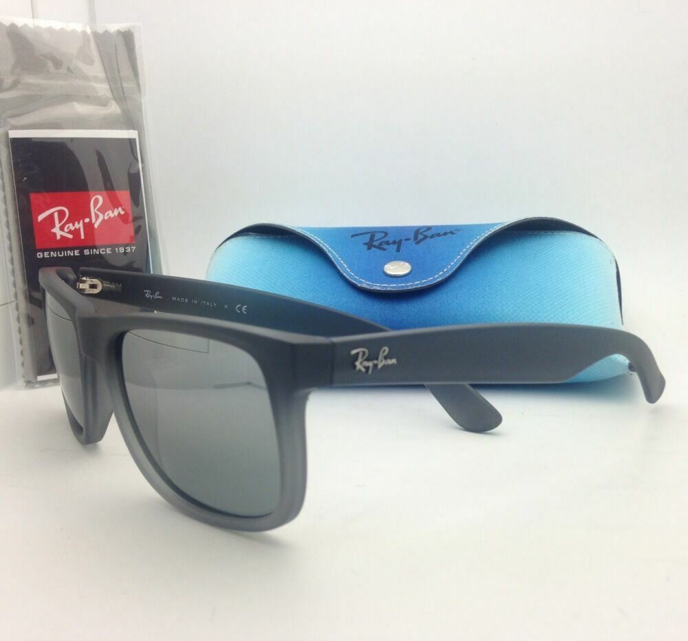 Ray-Ban Sunglasses JUSTIN RB 4165 852/88 Rubber Grey Frames Silver Mirrored Lens image 6
