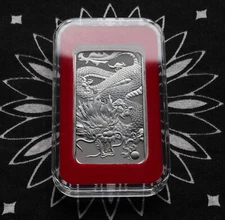 2022 Australia 1 oz Silver .9999  Year of the Dragon Elizabeth II Perth Mint BAR