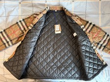 Burberry Men’s Quilted Jacket Size M Forres Taupe Brown IP Check RRP £990 New