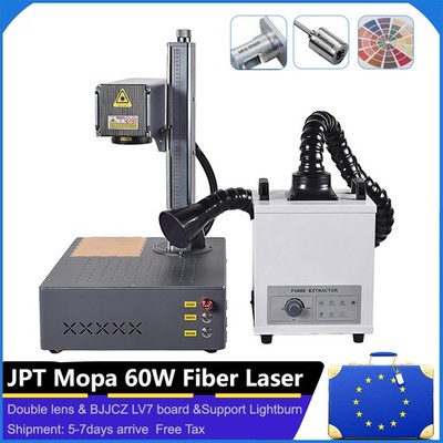 JPT 60W Mopa Fiber Laser Engraver Auto Focus Laser Marking Machine Rotary EU