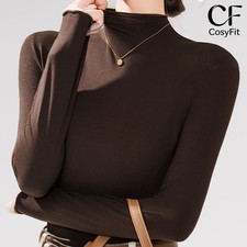 Women's Warm High Neck Ruffle Trim Long Sleeve Autumn Winter T-Shirt Top