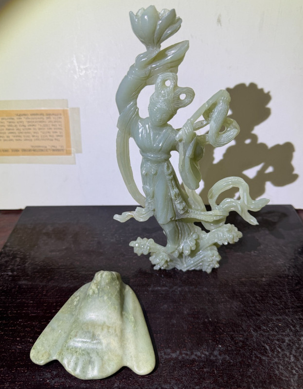 Two Large Size Vtg. Chinese HK Export Jade Sculptures