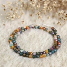 Natural Ocean Jasper Necklace4MM Beaded Boho Healing Crystal Woman Handmade Gift