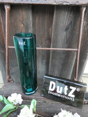 Dutz Cylinder Grün Vase 23cm Glas mundgeblasen rund glasvase D 6,5 cm Klar