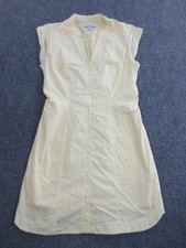 Derek Lam 10 Crosby Dress Womens 10 Yellow Shirt V Neck Pockets Knee Length