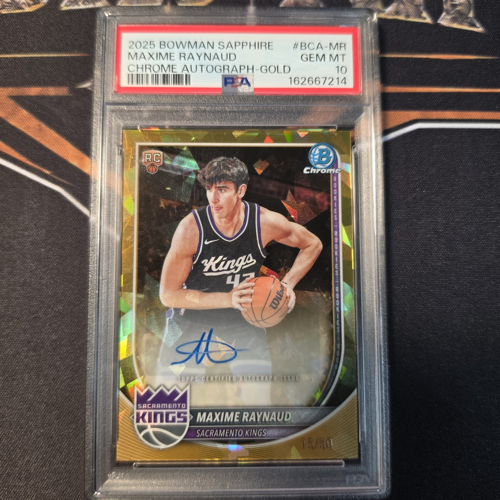 2025-26 Bowman Chrome Sapphire Maxime Raynaud 💎 PSA 10 Gold Sapphire Auto 15/50