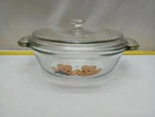 Vintage Anchor Hocking Tienshan Ovenware Casserole Glass Teddy Bear With Lid