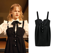ZARA Black VELVET & RHINESTONE STRAPPY MINI BUBBLE DRESS Size XS UK 6-8 RRP £50