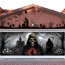 Halloween Garage Door Decorations Banner 6 16Ft Horror Grim Reaper Skeleton To