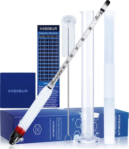 Best Hydrometer Alcohol Meter Kit 0-200 Proof and Tralle, Tester for Liquor