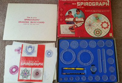 1967 Kenner's Spirograph Set 401 In Original Red Box Blue Tray VTG