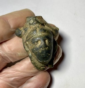 Certified Genuine Antiquity Hellenistic Bronze Mask Appliqué 200BC Figurine