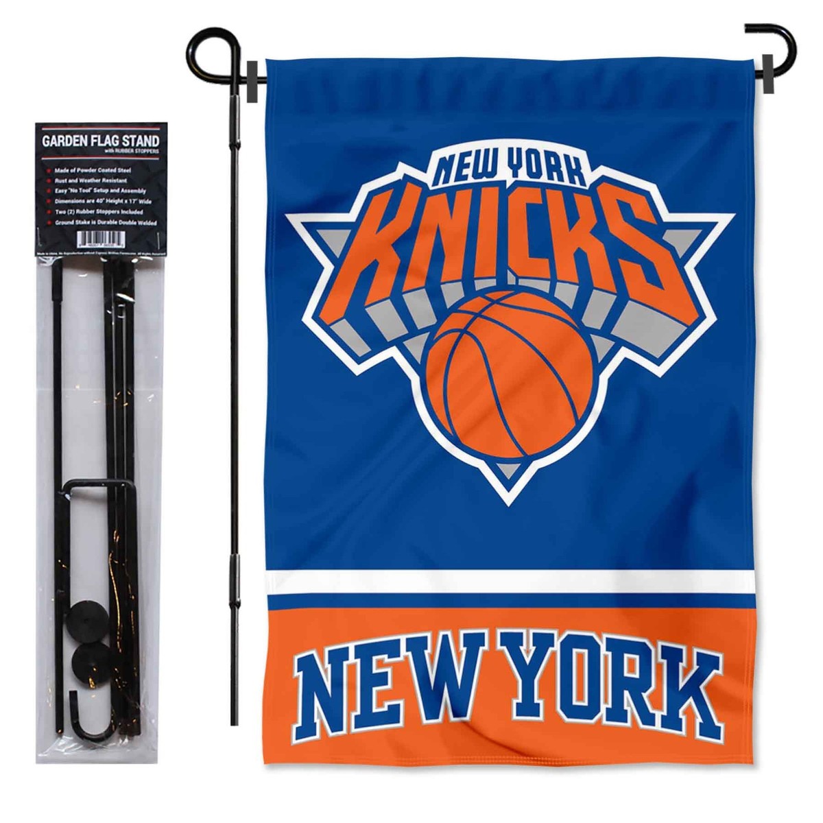 WinCraft New York City FC Garden Flag With Stand - 12.5"x18" Double Sided, 40" Steel Pole, Officially Licensed