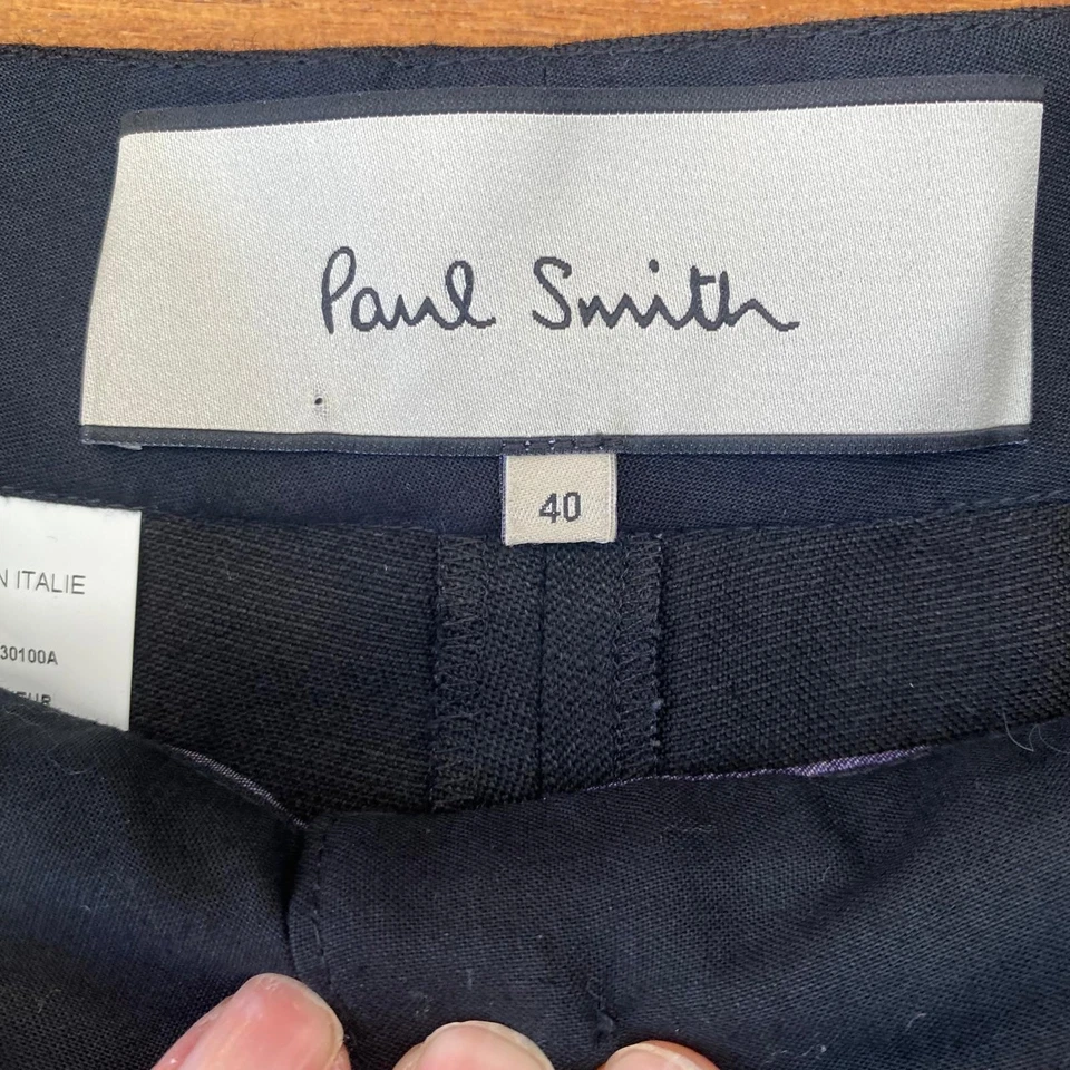 Paul Smith Trousers Size 12 EU40 Black Wool Linen Culottes New Button Front Wide - Image 2 of 4