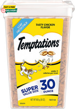 Classic Crunchy and Soft Cat Treats Tasty Chicken Flavor, 30 Oz. Tub