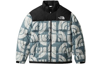 The North Face Lhotse FW22 Logo Pattern Color Block Down Jacket