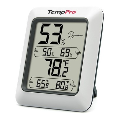 TempPro TP50 Digital Hygrometer Indoor Thermometer Room Classic, White 