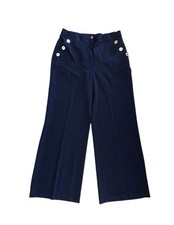 NWT Tommy Hilfiger Sailor Pants Womens Size 16 Navy Blue Wide Leg Pocket Buttons