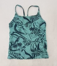 Athleta Girl Surg Dream Tankini Top, Aqua & Navy Blue Sz L 12 Preppy Vacation