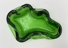 BLENKO Amoeba Freeform Art Glass Green Ashtray Trinket Dish 1960s Vintage