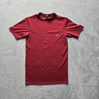 Reebok Top Women's M Play Dry Short Sleeve Mock Neck Athletic Gym Athleisure Red