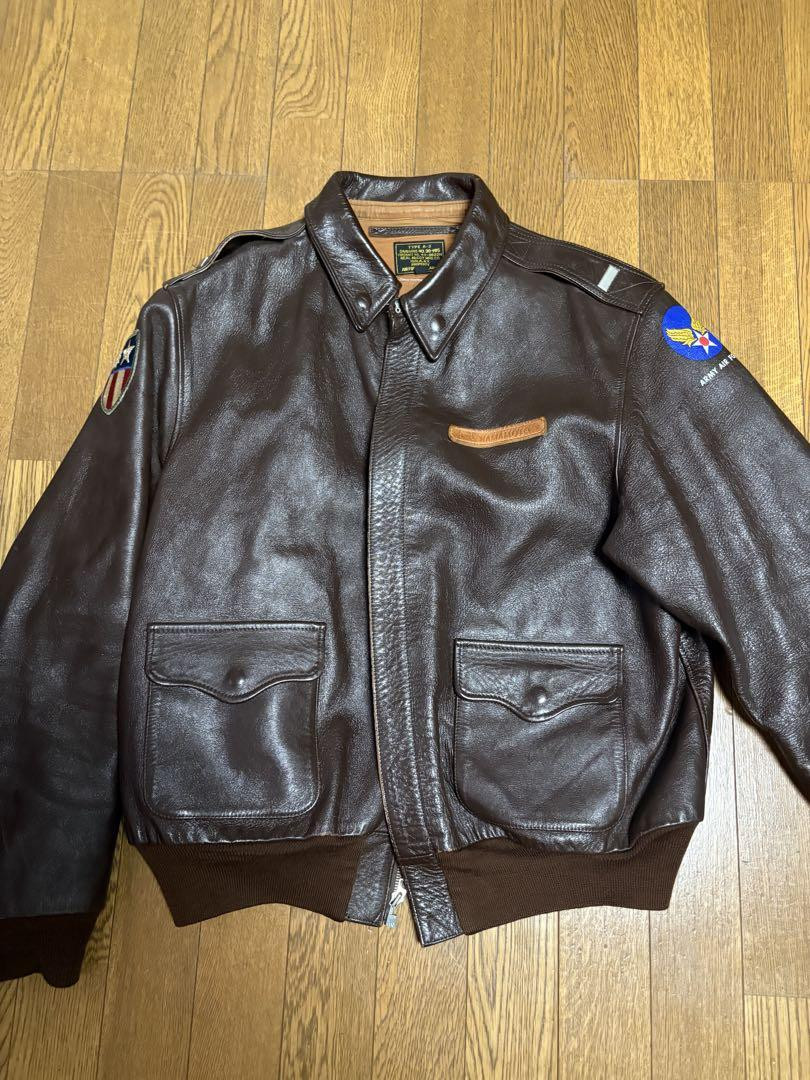 The REAL McCOY'S A-2 Size 44 With Leather Blood Chit Made By The REAL McCOY'S A-2 Size 44 With Leather Blood Chit Made By