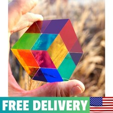 CMY Color Cube, 2.0 Inch 50Mm Acrylic Mixing Color Cube Prism for Physics Educ