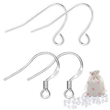 S925 Sterling Silver Earring Hooks Hypoallergenic 200Pcs 200, 100pcs-silver-s