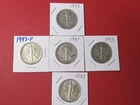 Lot of Five 1943 WALKING LIBERTY  Half Dollar Silver Coins - Very Nice Examples
