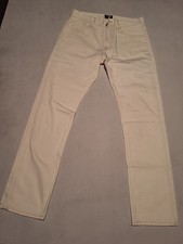 Civilianaire Slim Fit Beige Denim Pants Cotton Straight Leg 5-Pocket Men's