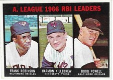 1967 TOPPS - #241 A.L. RBI LEADERS (ROBINSON/KILLEBREW/POWELL)!! GREAT CARD!!