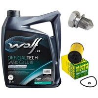 MotoröL Filter Set Wolf oil 5W30 5 Liter + Schraube FüR Audi Seat Skoda VW 2.0