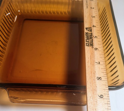 Casseruola quadrata vintage con gancio ad ancoraggio vetro ambrato 8" 1,5 qt - Foto 6 di 10