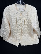 VTG 50 s 60 s Barbizon Womens Yellow Quilted Embroidered Floral Bed Jacket Sz M