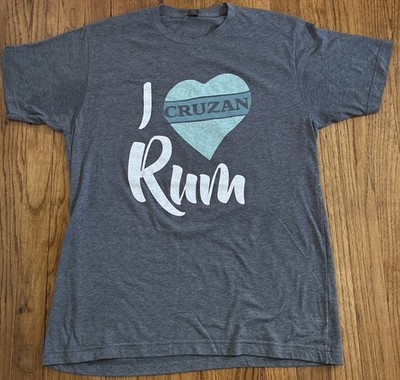 I LOVE CRUZAN RUM DOUBLE SIDED THIN GRAY T-SHIRT BEACH SAND BUCKET DRINKS SZ LG