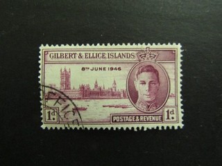 GILBERT & ELLICE ISLANDS STAMP KGVI 1d 1946 USED SG57