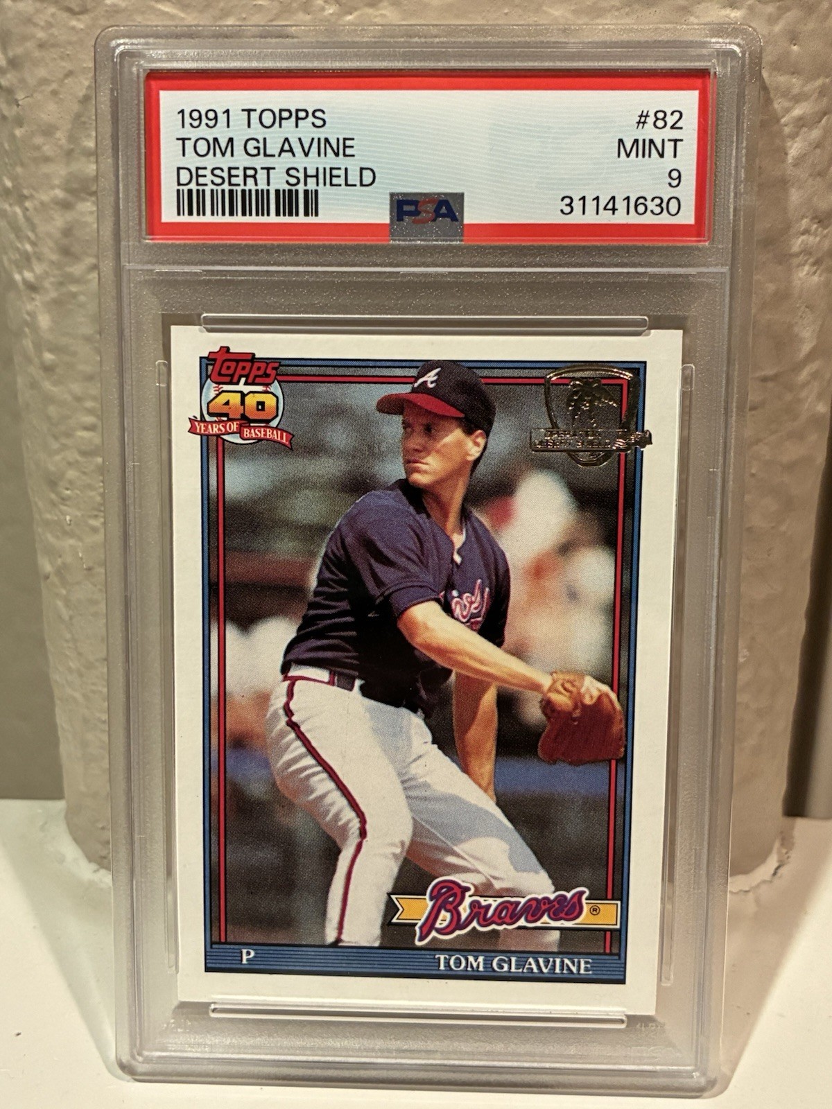 1991 Topps Desert Shield Tom Glavine #82 PSA 9 Atlanta Braves
