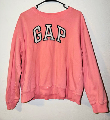 GAP Heritage Women s M Pink Fleece Crew Neck Pullover Sweatshirt Logo